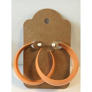 Hand Made Hand Crafted Artisan Fashion Jewelry Earrings Orange Lg Hoop Vintage